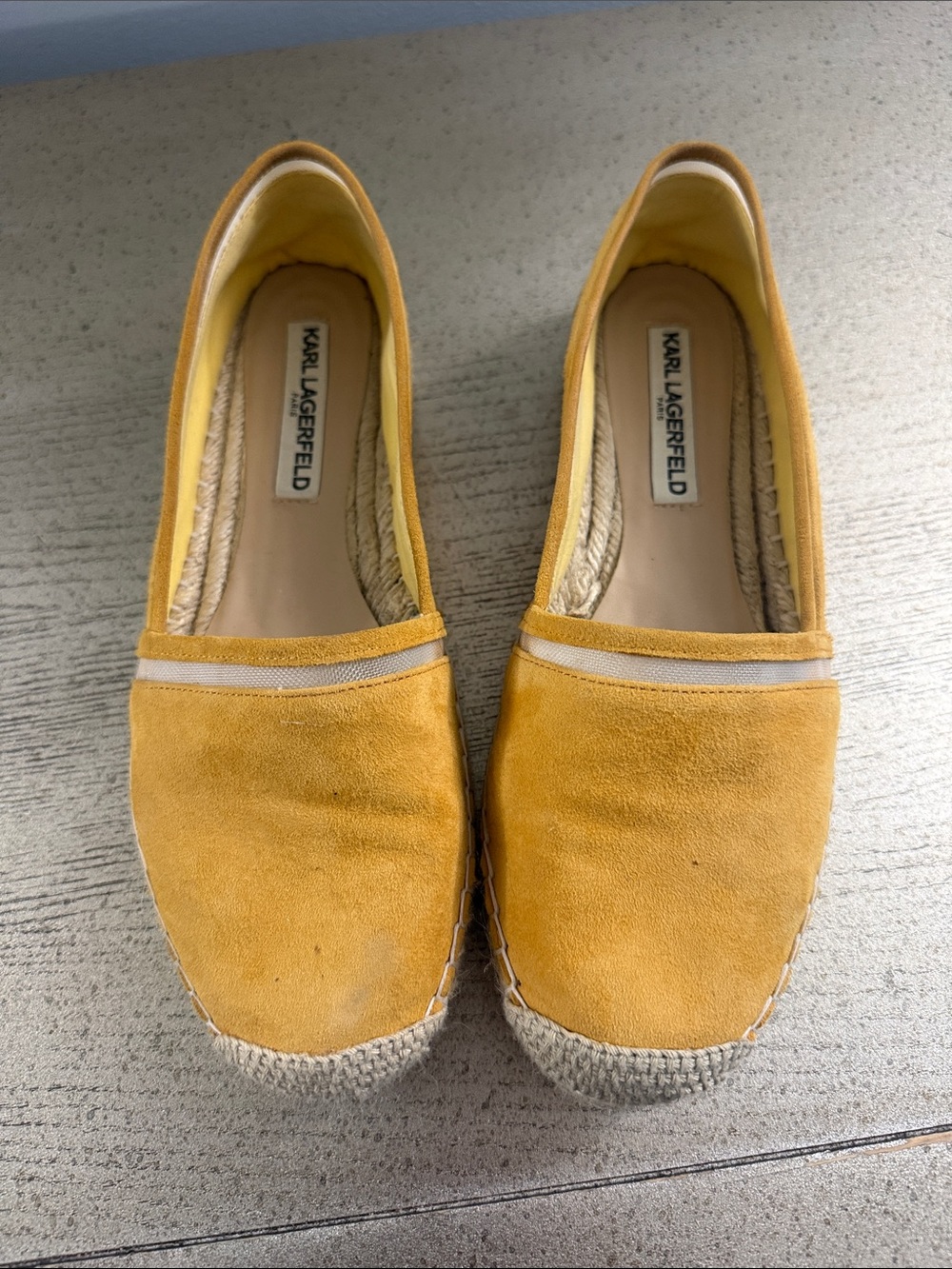 Karl Lagerfeld Yellow Suede Espadrille Flats